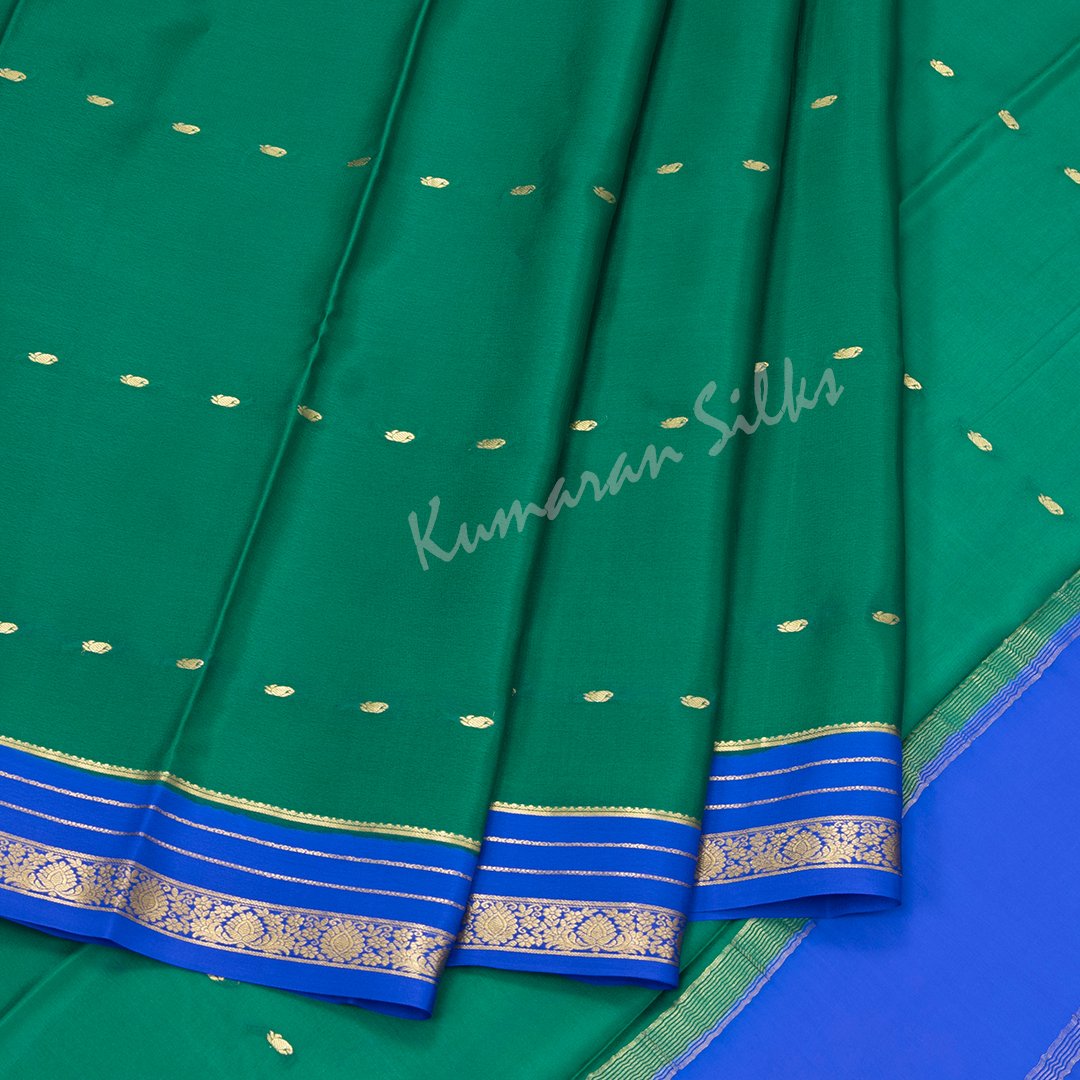 Cadmium Green Pure Mysore Crepe Silk Saree
