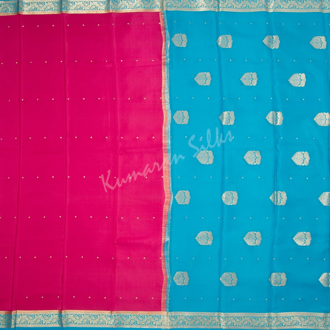 Magenta Pink Pure Mysore Crepe Silk Saree 03