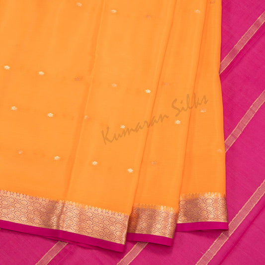 Yellow Pure Mysore Crepe Silk Saree 11