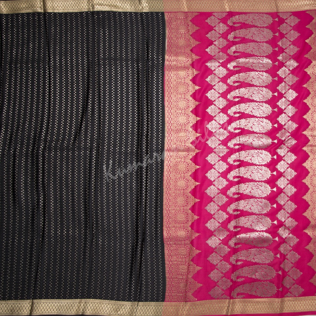 Black Pure Mysore Crepe Silk Saree 02