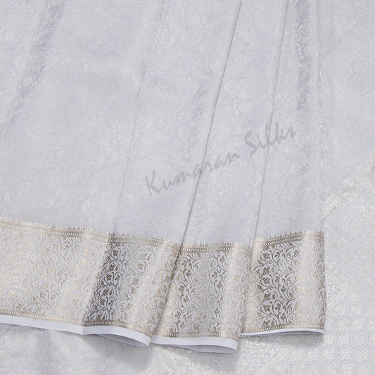 Ghost White Pure Mysore Crepe Silk Saree