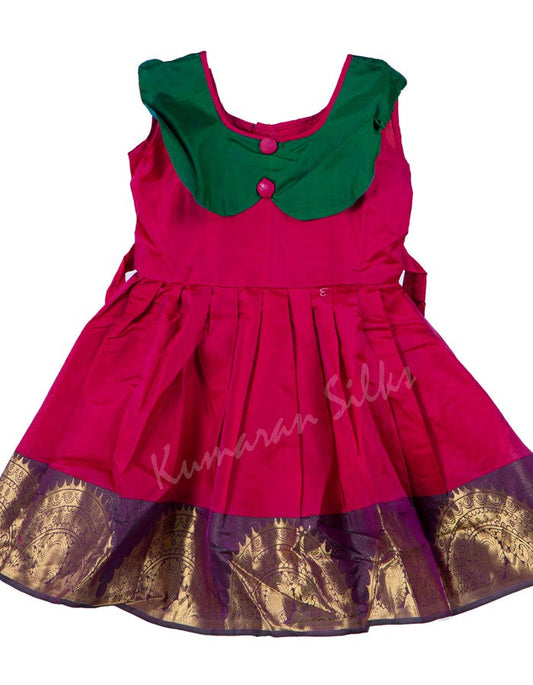 Pure Silk Magenta Pink Baby Ethnic Gown
