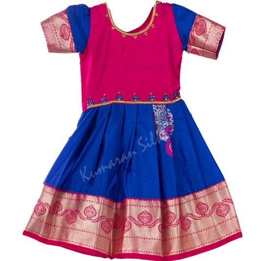 Pure Silk Pink 1 Year Baby Ethnic Gown 02