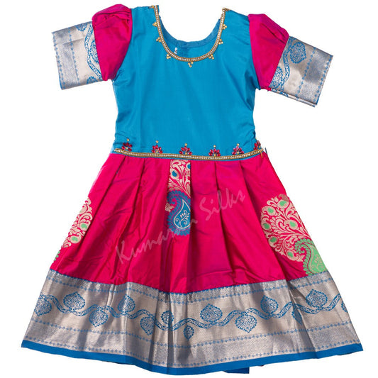 Pure Silk Blue 1 Year Baby Ethnic Gown