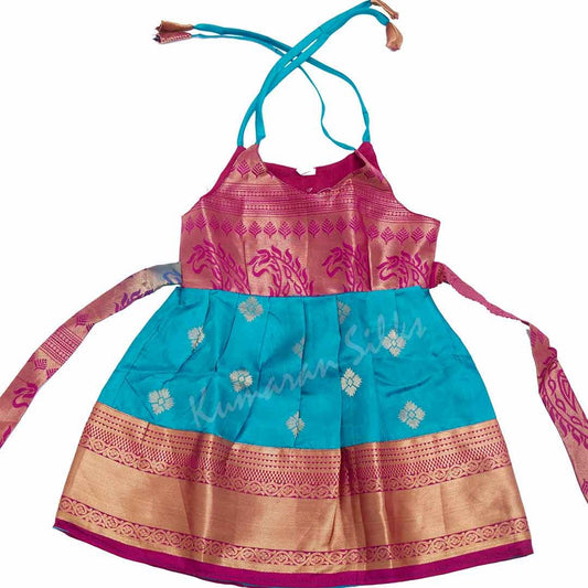 Pure Silk Sky Blue 0 Year Baby Frock
