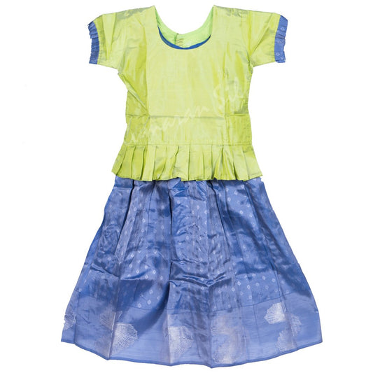 Pure Silk Lime Green 6 Years Baby Pavada Set