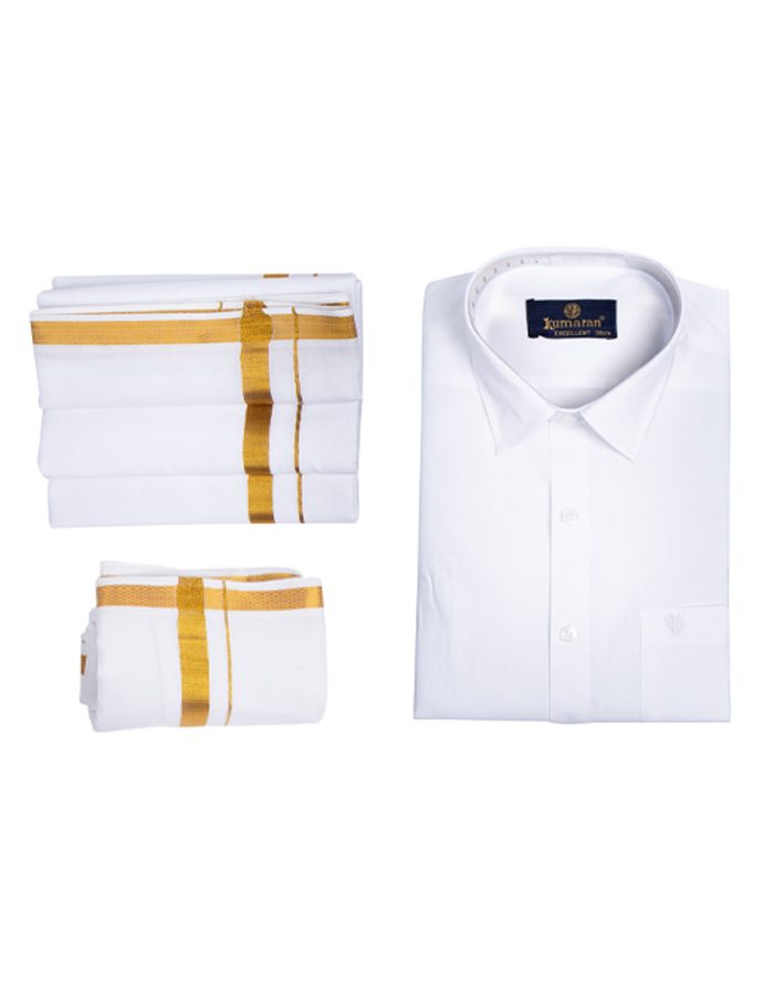 Cotton White Shirt Dhoti Set 02