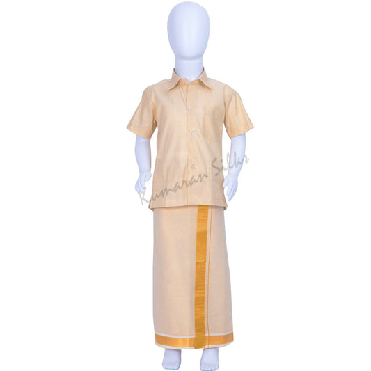 Gold Tissue Shirt And Dhoti Set