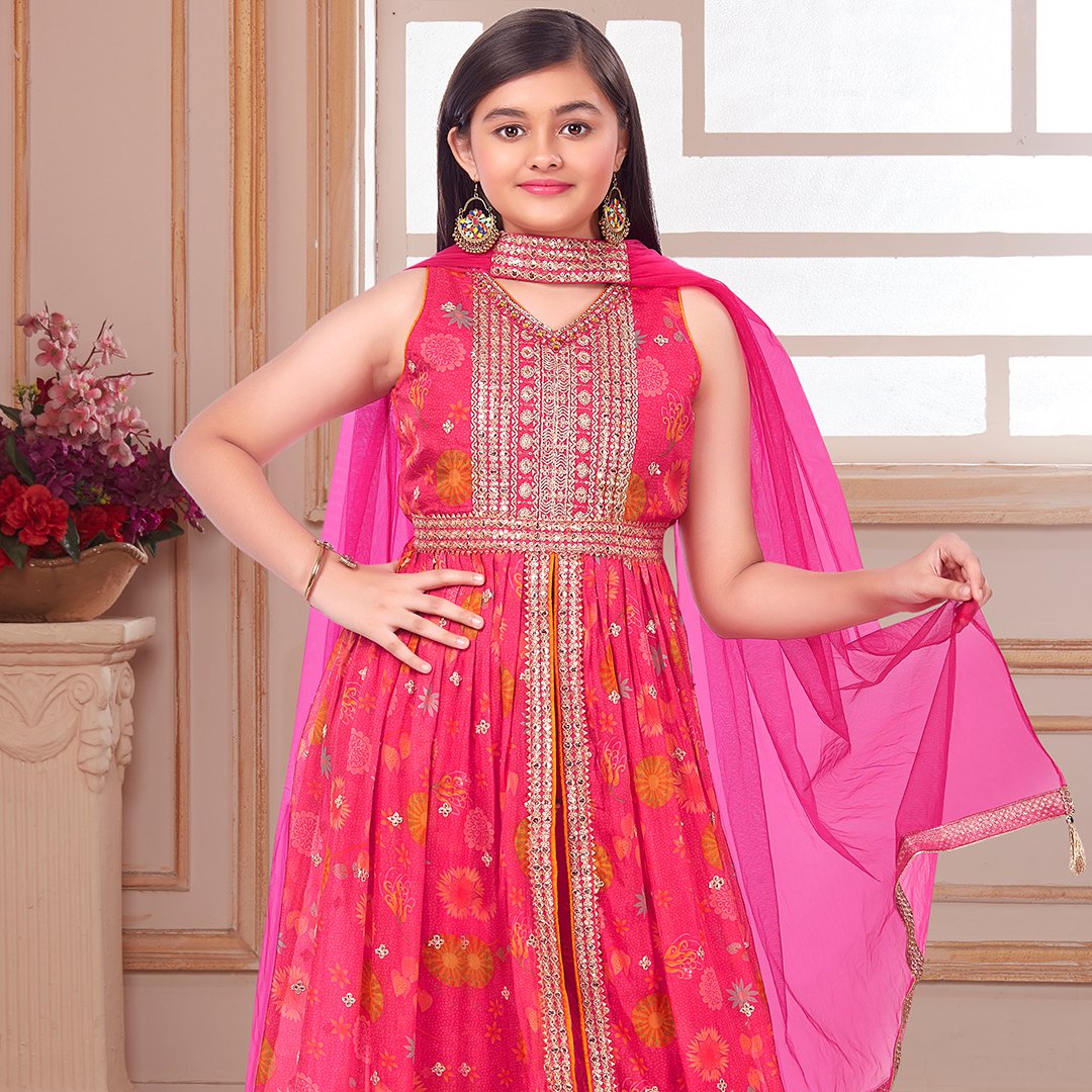 Silk Cotton Rani Pink Salwar Suit 02