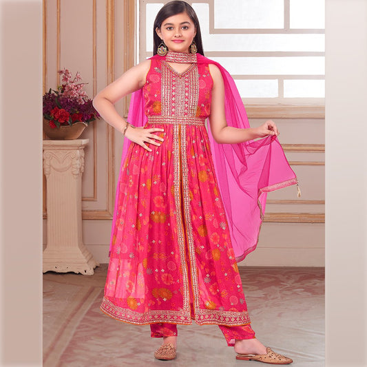 Silk Cotton Rani Pink Salwar Suit 02