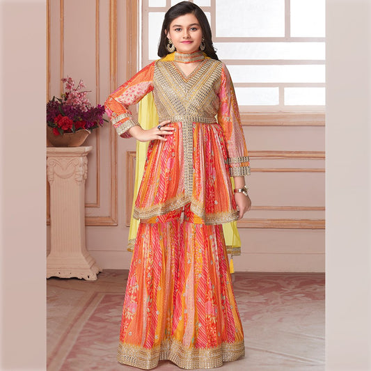 Silk Cotton Orange Salwar Suit